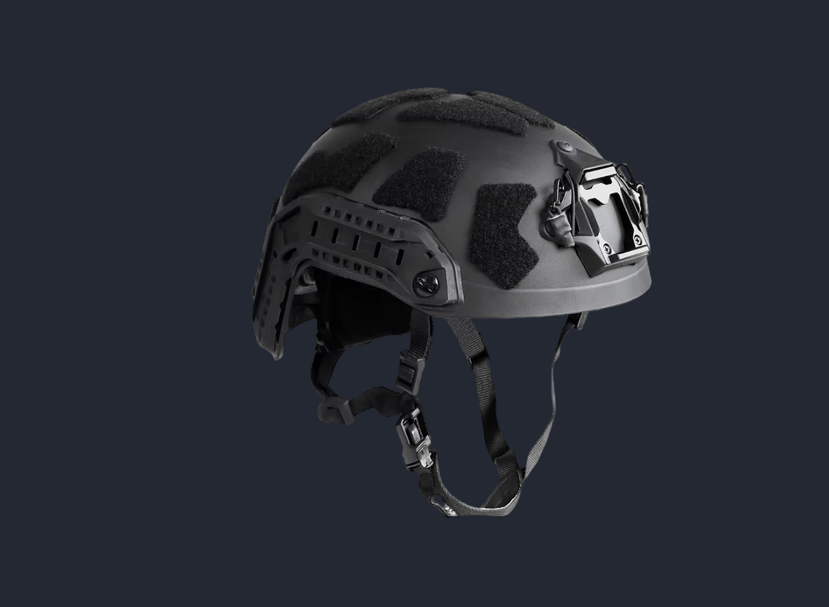 Tactical helmet on a dark background