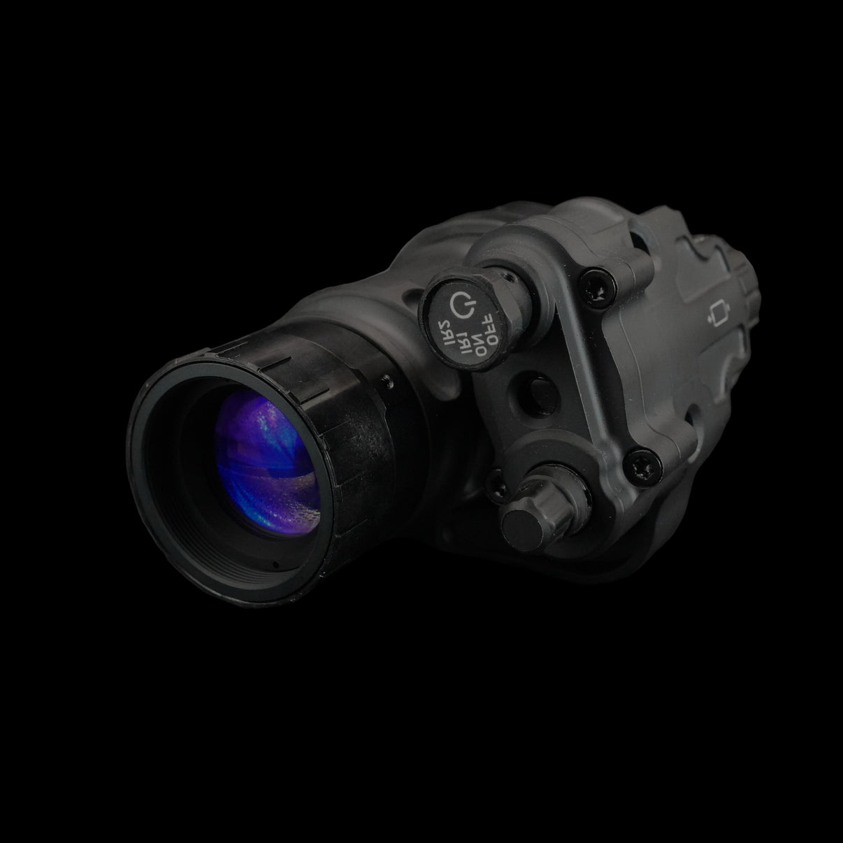 Night vision device with a blue light on a dark background